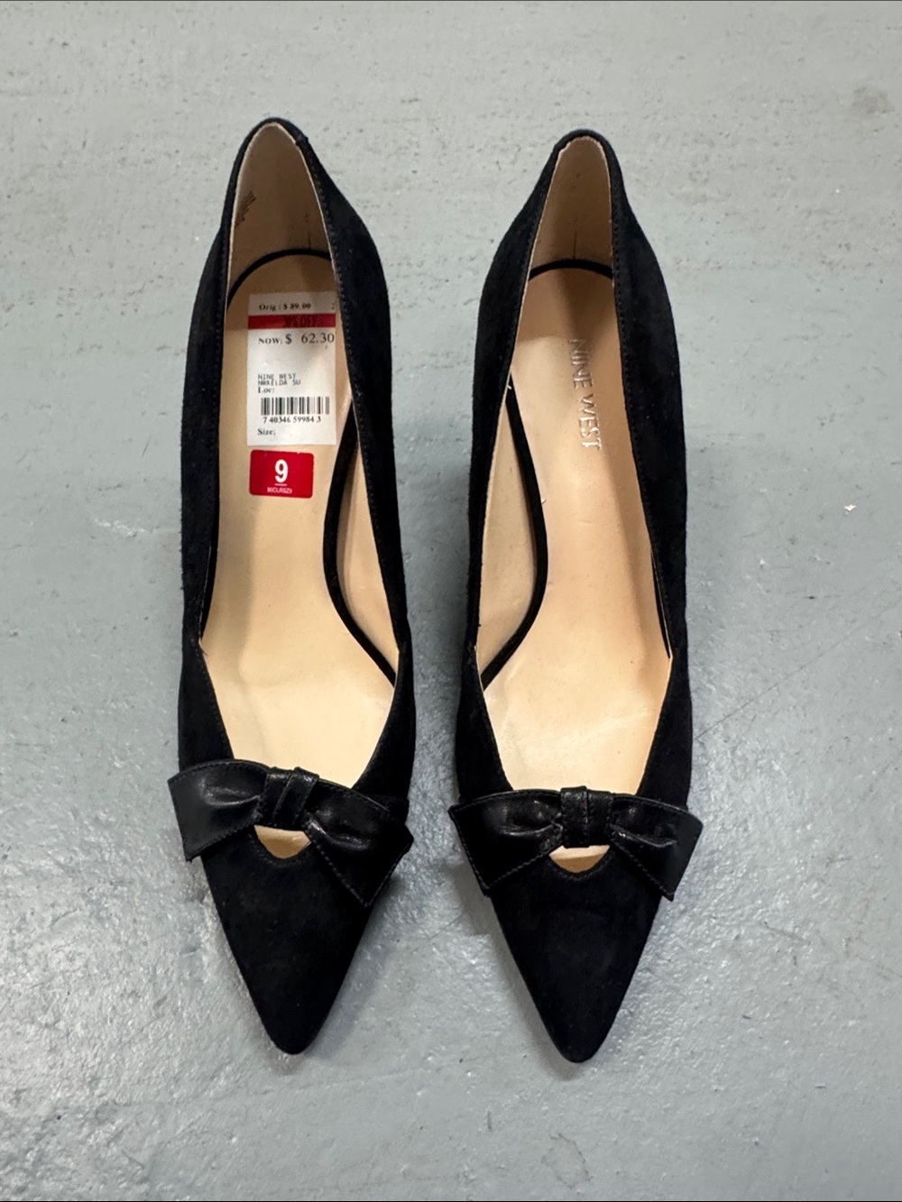Nine West Black Pointed Toe Bow Pump Heels BRAND NEW size 9